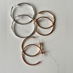 Nadri Inside Out Gold and Silver Hoop Earrings Set